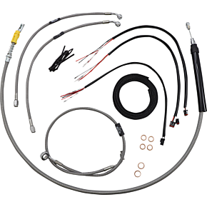 Handlebar Cable/Brake Line Kit - Quick Connect - Complete - 12" - 14" Ape Hangers - Stainless LA-8157KT2-13
