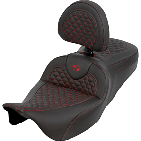 Roadsofa™ Seat - Dragon Scale - Red Stitch - with Backrest - Touring '08-'25 808-07B-208B4