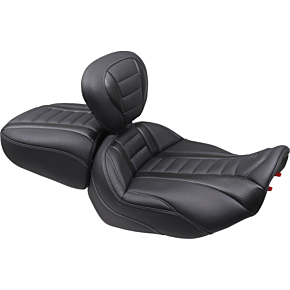 Deluxe Touring Passenger Seat - Gun Metal Stitch - Carbon Fiber Inlay - FLH/FLT '23-'24 88402GM