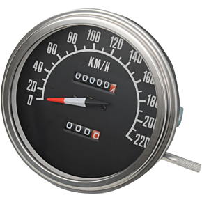 5" KM/H FL-Style 1:1 Speedometer -  '68-'84 Black Face 2210-0347