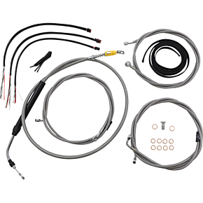 Handlebar Cable/Brake Line Kit - Complete - 18" - 20" Ape Hanger Handlebars - Stainless LA-8056KT2-19