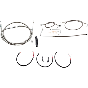 Handlebar Cable/Brake Line Kit - Complete - 12" - 14" Ape Hanger Handlebars - Stainless LA-8151KT2B-13