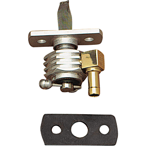 Pingel Race Fuel Valve - Finned Chrome - 1/4" NPT -Single Outlet - 90 Degree