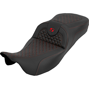 Extended Reach RoadSofa™ Seat - Dragon Scale - w/o Backrest - Red Stitch - FLH/FLT '08-'25 808-07B-20904