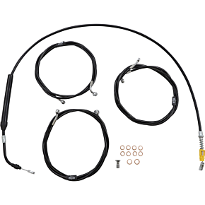 Handlebar Cable/Brake Line Kit - 12" - 14" Ape Hanger Handlebars - Black Vinyl LA-8056KT-13B
