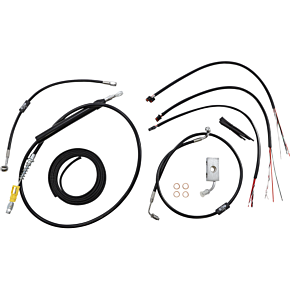 Handlebar Cable/Brake Line Kit - Quick Connect - Complete - 15" - 17" Ape Hanger Handlebars - Black LA-8155KT2-16B