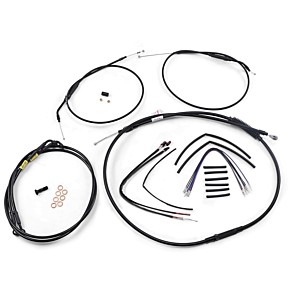 BURLY BRAND Cable Kit - Jail Bar - 12" Handlebars - Black Vinyl B30-1200