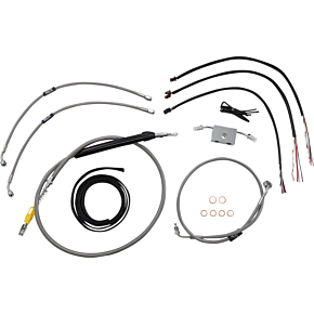 Handlebar Cable/Brake Line Kit - Quick Connect - Complete - 15" - 17" Ape Hangers - Stainless LA-8157KT2-16