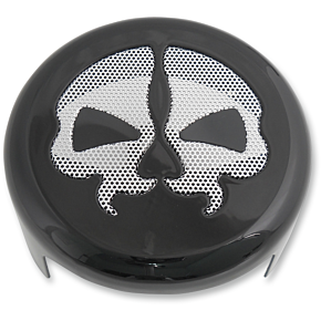 Horn Cover - Black with Chrome Skull 2107-0250