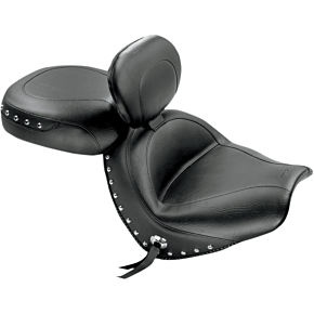 Seat - Wide Touring - With Driver Backrest - Two-Piece - Chrome Studded - Black w/Conchos 79560