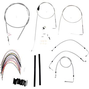BURLY BRAND Handlebar Cable/Brake Line Kit - Complete - 16" Ape Hanger Handlebars - Stainless Steel B30-1083