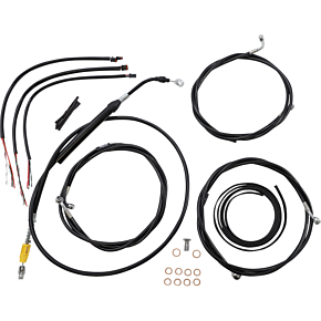 Handlebar Cable/Brake Line Kit - Complete - 18" - 20" Ape Hanger Handlebars - Black Vinyl LA-8058KT2-19B