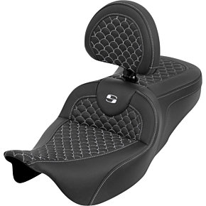 Roadsofa™ Seat - Dragon Scale - White Stitch - with Backrest - Touring '08-'25 808-07B-208B6