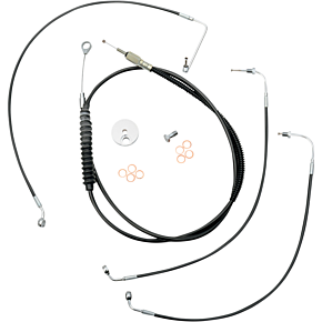 Handlebar Cable/Brake Line Kit - 18" - 20" Ape Hanger Handlebars - Black Vinyl LA-8154KT-19B