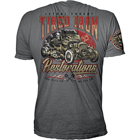 Vintage Velocity Tired Iron Restorations T-Shirt - Gray - 2XL VV40174XXL