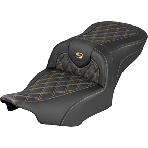 RoadSofa™ Seat - without Backrest - Lattice Stitch - Gold Stitch - FLH/FLT '23-'25 823-07-18207