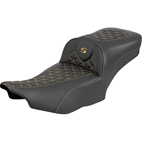 Roadsofa™ Extended Reach Seat - without Backrest - Gold Stitch - FLH/FLT '23-'25 823-07-21107