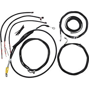 Handlebar Cable/Brake Line Kit - Complete - 15" - 17" Ape Hanger Handlebars - Black Vinyl LA-8058KT2-16B