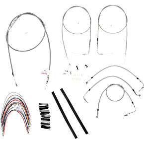 BURLY BRAND Handlebar Cable/Brake Line Kit - Complete - 16" Ape Hanger Handlebars - Stainless Steel B30-1086