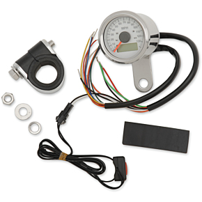 Programmable Speedometer with Indicator Lights - Stainless Steel - 120 MPH LED White Face - 1-7/8" 2210-0417