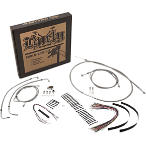 BURLY BRAND Handlebar Cable/Brake Line Kit - Complete - 13" Ape Hanger Handlebars - Stainless Steel B30-1232