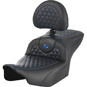 Roadsofa™ Seat - with Backrest - Honeycomb - Blue Stitch - FLTR/FLHX '23-'24 823-07-189B1