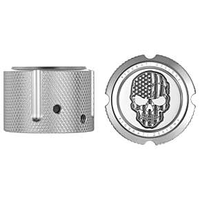Figurati Designs Front Axle Nut Cover - Stainless Steel - American Flag Skull - Contrast Cut FD27-FAC-SS