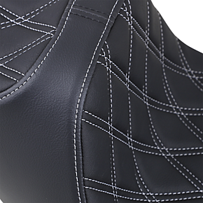 Drag Specialties Predator III Seat - Extended - Double Diamond -Silver Stitched 0801-1261