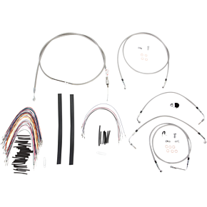 BURLY BRAND Handlebar Cable/Brake Line Kit - Complete - 15" Ape Hanger Handlebars - Stainless Steel B30-1104
