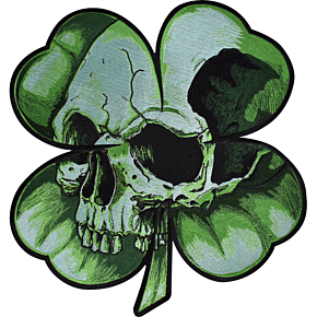 Shamrock Clover Skull Embroidered Patch - Large LT30246