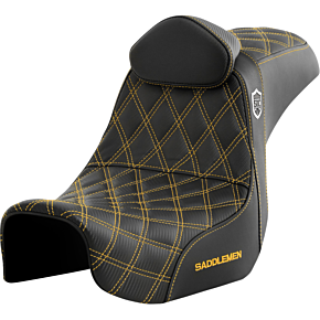 Pro Series SDC Performance Seat - w/ Backrest - Gold Stitch - Dyna '06-'17 SC80604GOLRT