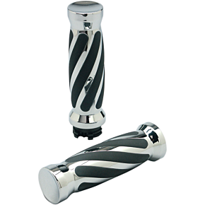 Proone Perfmfg Grips - Twisted - Rubber - TBW - Chrome 490011