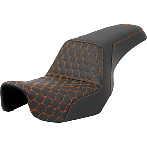 Step-Up Seat - Honeycomb - Orange Stitching - Dyna '06-'17 806-04-17703