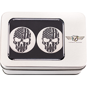 Figurati Designs Swing Arm Covers - Contrast Cut - American Flag Skull - Custom FD27-SS-SKUL-CC