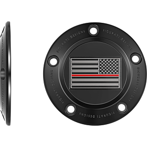 Figurati Designs Timing Cover - 5 Hole - American - Red Line - Black FD75-TC-5H-BLK