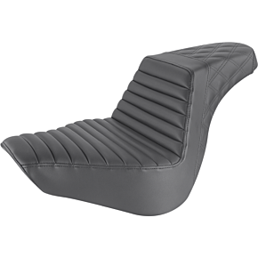 Step Up Seat - Lattice Stitched - Black - Softail