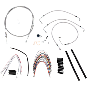 BURLY BRAND Handlebar Cable/Brake Line Kit - Complete - 14" Ape Hanger Handlebars - Stainless Steel B30-1091