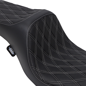 Drag Specialties Predator III Seat - Double Diamond - Silver Stitching 0803-0603