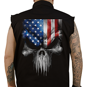 USA Skull Melt Sleeveless Shirt - Black - Medium CO60213M