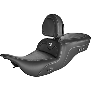 Saddlemen Roadsofa™ Carbon Fiber Seat - With Driver Backrest - Heater - Black 897-07-185BRHC