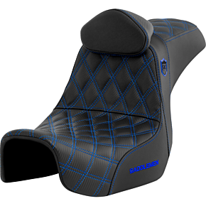 Pro Series SDC Performance Seat - w/ Backrest - Blue Stitch - Dyna '06-'17 SC80604BLURT
