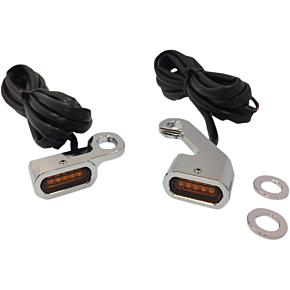 LED Handlebar Marker Lights - Chrome/Amber 2040-2140