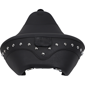 Mustang Wide Solo Seat - With Backrest - Black - Studded W/Concho - FL '08+ 79602