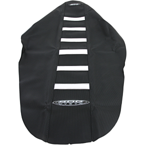 Sdg 6-Ribbed Seat Cover - White Ribs/Black Top/Black Sides 95958WK