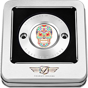 Timing Cover - 2 Hole - Sugar Skull - Mirror Polished - Stainless Steel FD30-TC-2H-SS