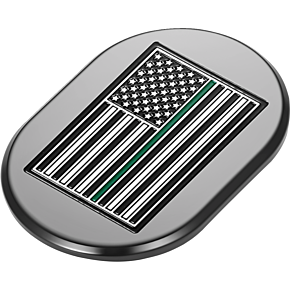 Antenna Cover - Left Rear Fender - Green Line American Flag - Chrome FD72-AC-BLK-LT