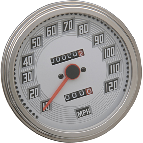5" MPH FL-Style 2:1 Speedometer with Tach - Billet Look White Face DS-243893