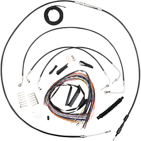Handlebar Cable/Brake Line Kit - Complete - 15" - 17" Ape Hanger Handlebars - Black Vinyl LA-8154KT2-16B