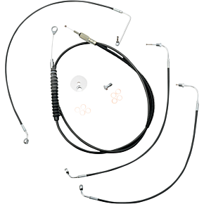 Handlebar Cable/Brake Line Kit - Quick Connect - 12" - 14" Ape Hanger Handlebars - Black Vinyl LA-8155KT-13B