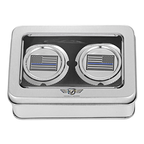 Figurati Designs Front Axle Nut Cover - Stainless Steel - Blue Line Flag FD70-FAC-SS